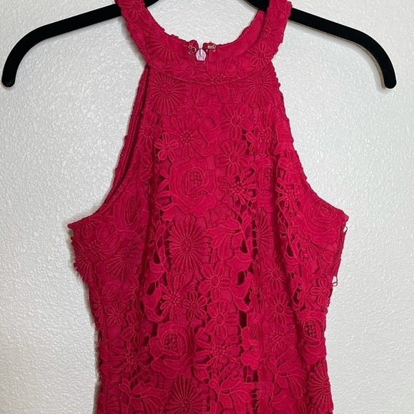 NEW LULUS Love Poem Magenta Lace Mini Dress - Picture 7 of 12